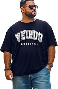 100% Pure Cotton Oversized Fit Drop Shoulder Aesthetic Front Chest Typographic Printed T-Shirt for Men (Sizes : 2XL to 5XL)