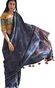 Women's Hand Block Print Mul Cotton Saree with Blouse Piece
