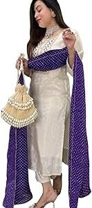 Women's Silk Blend Straight Embroidered Kurta with Pant & Dupatta