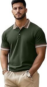Pure Cotton Half Sleeves Regular Fit Plain Solid Classic Polo Colored Collar T-Shirt for Men (Colors: Olive, Black & White)