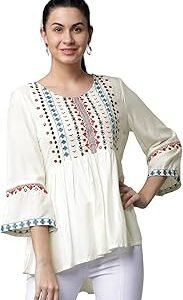 Women's Rayon Solid Regular Fit Tunic Shirt