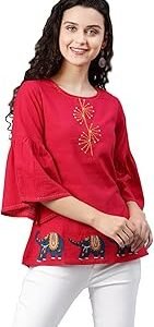 Women's Cotton Patch Work Straight Top for Women