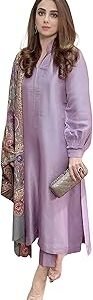 Women's Rayon Viscose Solid Straight Pakistani Kurta with Pant & Dupatta
