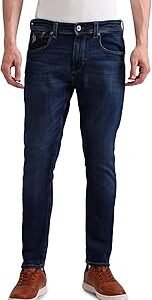 US Polo Association Men's Blue Solid Mid Rise Light Button Slim Jeans (UDJEN1349_Blue_30)
