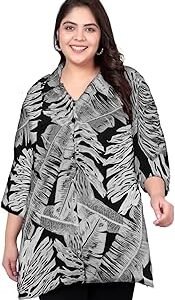 Women's Plus Size Viscose Rayon Printed Longline Shirt Tops (2XL to 7XL)