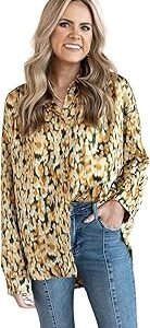 Women's Rayon Oversized Fit Top Korean Style Long Sleeve Oversized Button Down| Workwear Top for Office & Casual Wear