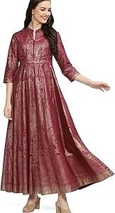 Women's Fit and Flare Ankle Length Cotton Flared Printed Dress