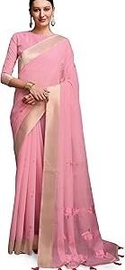 Womens Linen Silk Saree | Saree for Women With Unstitched Blouse | Saree with Blouse Piece | Soft and Skin Friendly