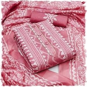 Women's Cotton Printed Unstitched Salwar Suit Dress Material With Printed Dupatta (Batik_Free Size)