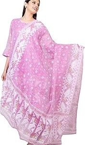 Dhakai Jamdani Unstitched Cotton Kurti with Dupatta, (Dupatta Length- 2.5 meter; Unstitched Kurti Length- 3 meter)