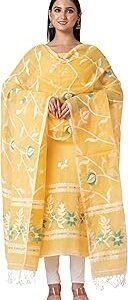 Dhakai Jamdani Cotton Unstitched Kurti with Dupatta | Handloom Premium Ethnic Dress Material