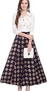 Women's Gold Print Rayon Straight Kurta Pant Dupatta Set