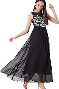 Women's Dusty Pink Boat Neck Sleeveless Embellished Gathered Regular Dress