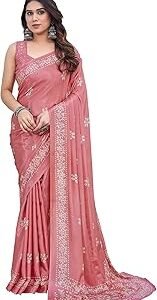 Plain Women's Elegant Chiffon Saree with Blouse Material-Embrace Trendy Style and Timeless Elegance in This Exquisite Attire