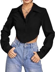 Women's Rayon Oversized Fit Printed Casual Crop Top | Long Sleeve Stylish Collared |Korean Oversized Button-Down |Causal |Formal | Trendy (Available in Plus Size and Combo Pack of 2)
