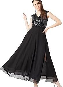 Women's Mauve & Wine V-Neck Sleeveless Embellished Wrap Maxi Dress