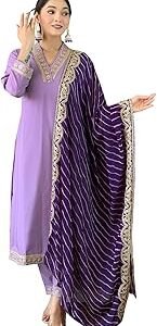 Women's Rayon Embroidered Straight Kurta with Pant and Dupatta Sets (NX-450)