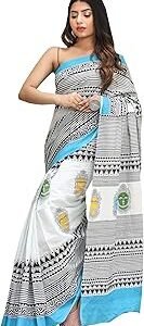 Printed Mulmul Cotton Saree for Women Attach Blouse Piece
