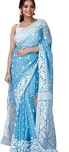 Women's Traditional Bengal Cotton Silk Soft Jamdani Saree - Beautiful design and Quality - Without Blouse Piece