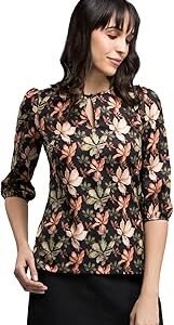 Women's Polyester Printed 3/4thsleeve Regular Fit Top