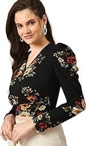 Women's Full Sleeves Crop Top for Festive Wedding Party