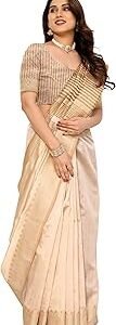Women's Assam Silk Saree With Unstitched Blouse Piecee (Assam Silk)
