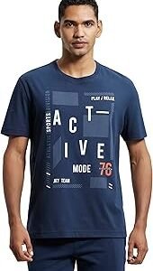 2718 Men's Super Combed Cotton Rich Graphic Printed Regular Fit Round Neck Half Sleeve T-Shirt (Prints May Vary)