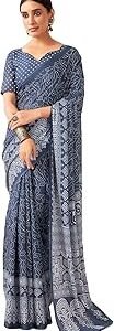 Women's Pure Cotton Printed Saree With Unstitched Blouse Piece