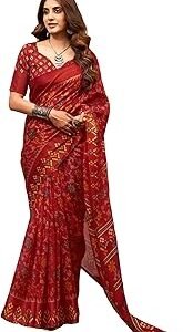 Women's Cotton Printed Saree With Unstitched Blouse Piece