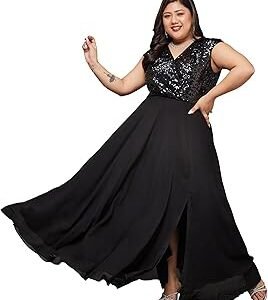 Women's V-Neck Sleeveless Embellished Wrap Maxi Dress