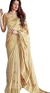 Women's Kanjivaram Pure Soft Silk Saree For Women Pure Golden Zari With Blouse Piece