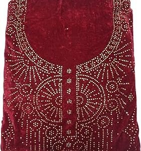 Women's Embellished Unstitched Velvet Salwar Suit and Dupatta Dress Material