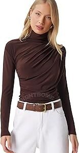 Gathered Ruched FRONTFLOW Ultra Soft Microfiber SOFTLINE Cuddle TEE Fullsleeve TOP for Women
