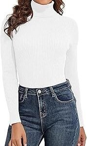 Women's Ribbed Turtleneck Top – Full Sleeve High Neck Winter T-Shirt | Slim Fit Casual Stylish Stretchable Top