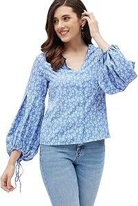 Women's Solid Lilac Organza Tie-Knot Shirt (LVT1176-A)