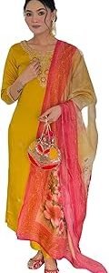 Women's Rayon Embroidered Straight Kurta with Rayon Pant and Taby Printed Dupatta Sets (Available in Plus Size) (697)
