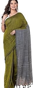 Women's Cotton Soft Handloom Saree, Without Blouse Piece, 6 meters, Twin Colours