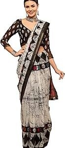 Women's Tassel, Printed Cotton Saree with Blouse