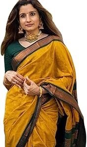 Women's Kanjivaram Soft Cotton Linen Silk Saree With Blouse Piece