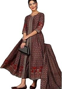 Women's Rayon Viscose A-Line Printed Kurta with Pant and Dupatta