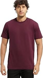 2714 Men's Super Combed Cotton Rich Solid Round Neck Regular Fit Half Sleeve T-Shirt