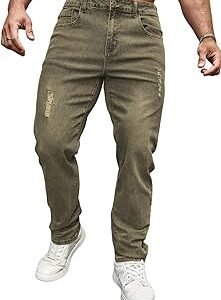 Jeans for Men | Distressed Denim Pants with Slim Tapered Fit & Washed Look (Comfort-Tarry-U06-U07)
