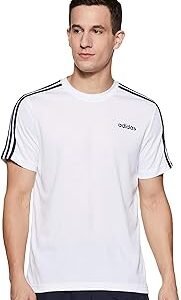 Sporty Men Round Neck 3-Stripes Tee - Lightweight, Breathable & Moisture-Wicking Sports T-Shirt for Training, Running, Gym & Everyday Casual Activewear for All-Season