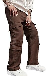 Jeans for Men | Denim Cargo Pants with Relaxed Fit & Utility Side Pockets (2-D-Pocket-U03-U05)
