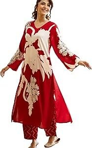 Women's Rayon Viscose Straight Printed Kurta with Palazzo