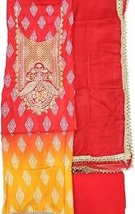 Women's Digital printed embellished muslin silk salwar suit dress material