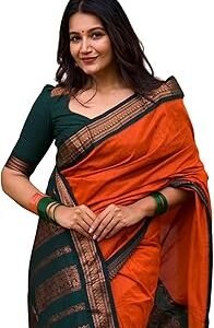DHIHA Gadwal Cotton Saree for Women | Pure Kalyani Cotton Saree with Zari Border Tassels & Blouse | Kanjivaram Linen Silk | Handloom Weave