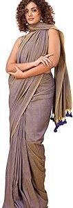Handloom Authentic Bengal Handloom Plain Soft Pure Cotton Sarees For Women with Blouse Piece