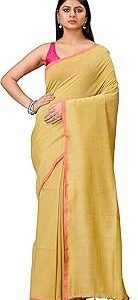 Women's Traditional Premium Bengal Cotton Soft Saree with Running Blouse Piece | Solid Dual Tone Mul Mul Cotton Saree for Daily Use