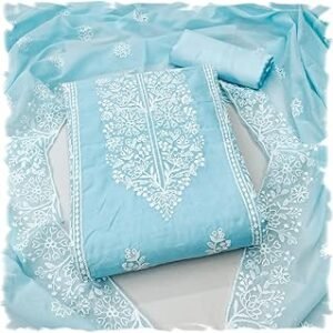 Women's Heavy Cotton Embroidery Panel Work Unstitched Salwar Suit Dress Material With Cotton Work Dupatta